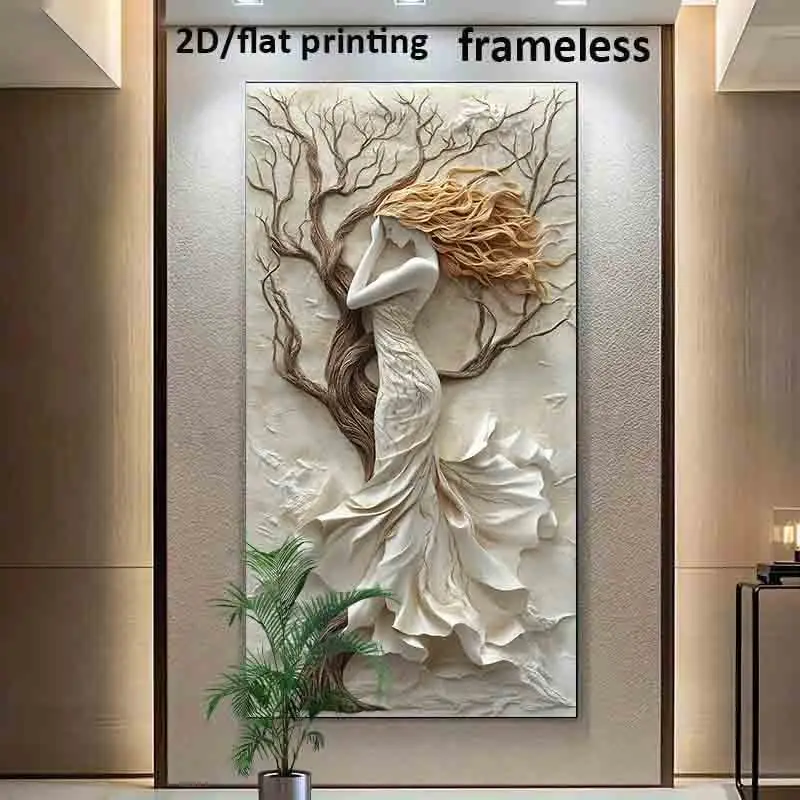2D/Flat 1pc Extra Large Abstract Canvas Wall Art, Modern  Woman's Embrace Artwork for Bedroom and Living Room Decor - Frameless