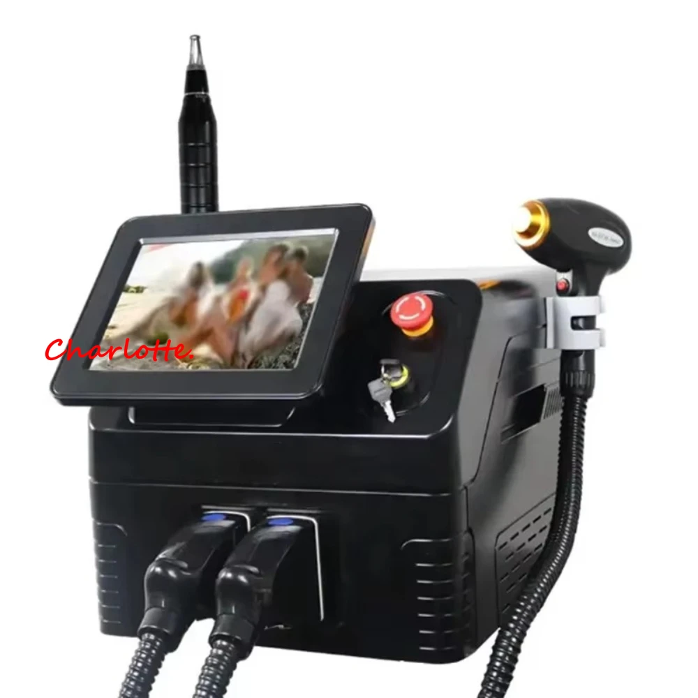 Hot Selling Black Diode 2 in 1 Pico & Diode Picosecond Tattoo Removal Ice Diodo Lasersings Hair Removal Machine Portable