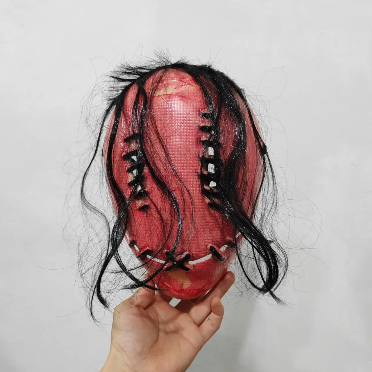 New Halloween Horror Red Face Mask Escape Room Escape Sack Ghost Head Mask Horror Headgear Haunted House Party Horror Props