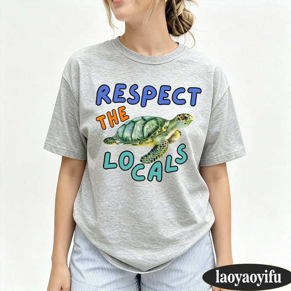 Respect the Locals Turtle Edition Unisex T Shirt Cotton Short Sleeve Casual Summer Fashion Harajuku Aesthetic Top Gift For Her