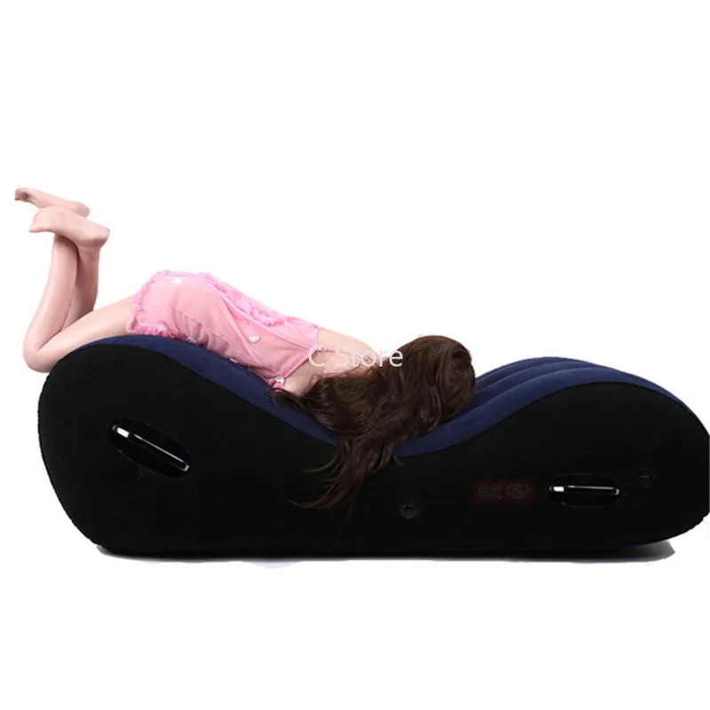 Sex Love Pillow Inflatable Sofa Bed Air Cushion Yoga Chaise Lounge Relax Chair Portable Lounger Position Aid Flocking Furniture