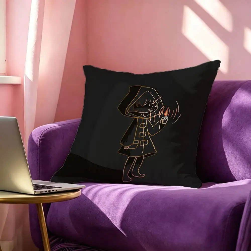 L-Little N-Nightmares Horror Game  Pillow Case Square Double-Sided Sofa Cushion Cover Bedroom Bedside Pillow