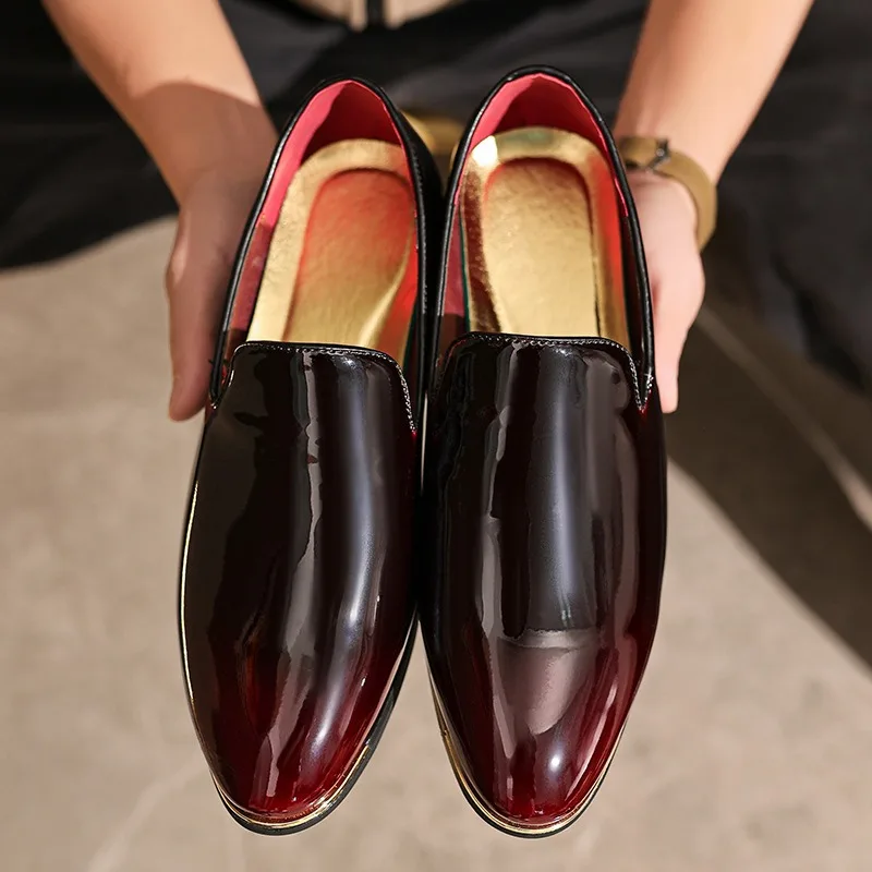 designer penny loafers man patent leather shoes pointed toe man loafers shoes luxury wedding dress formal plus size 39-48
