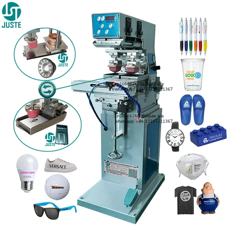 Open Ink Tray Pad Printing Machine Double Two 2 Color Pads Tampo Printer Pad Printers for Watch Dial Pen Toys Lighter