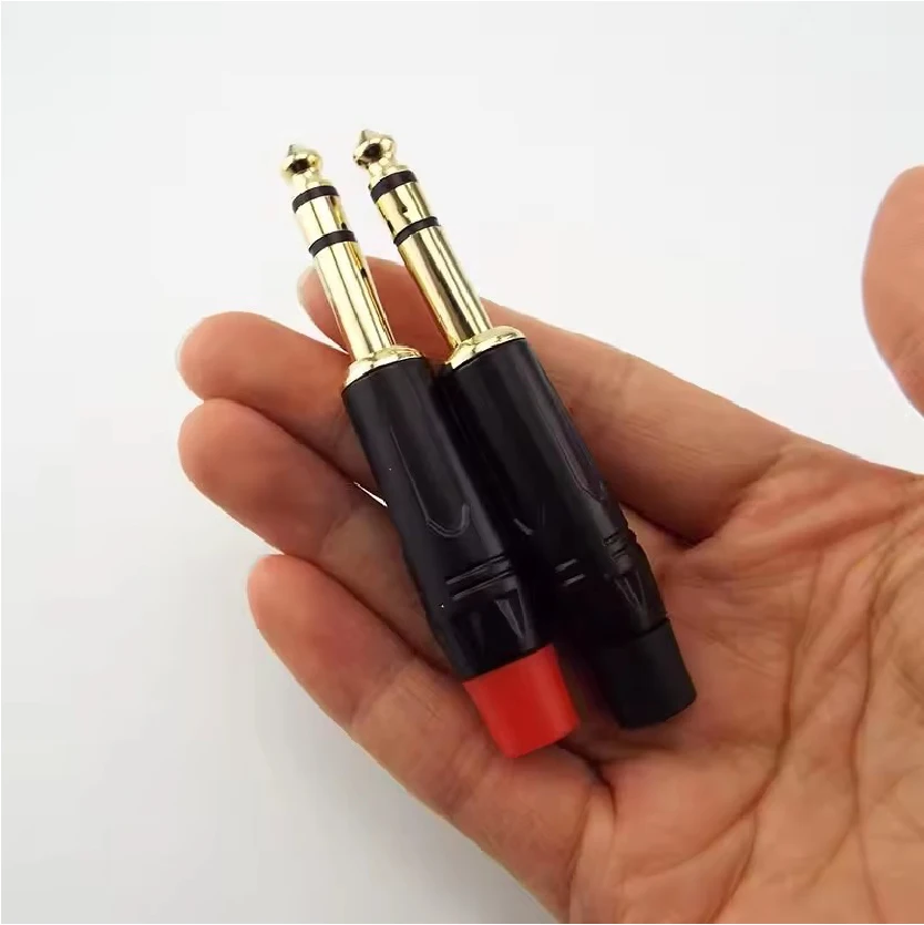 Mono Stereo Jack Connector 2/3 Pole Gold-Plated 6.35MM Audio Welded Plug