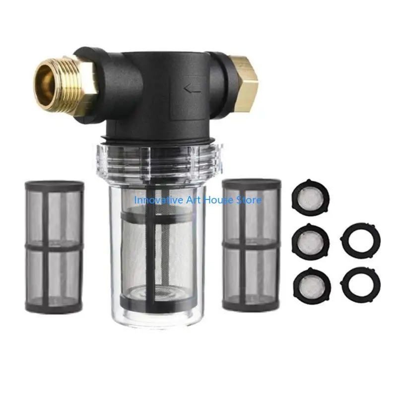 E1PC 3/4Inch Pressure Washer Pre Filter System with Mesh Screens Metal Water Strainer