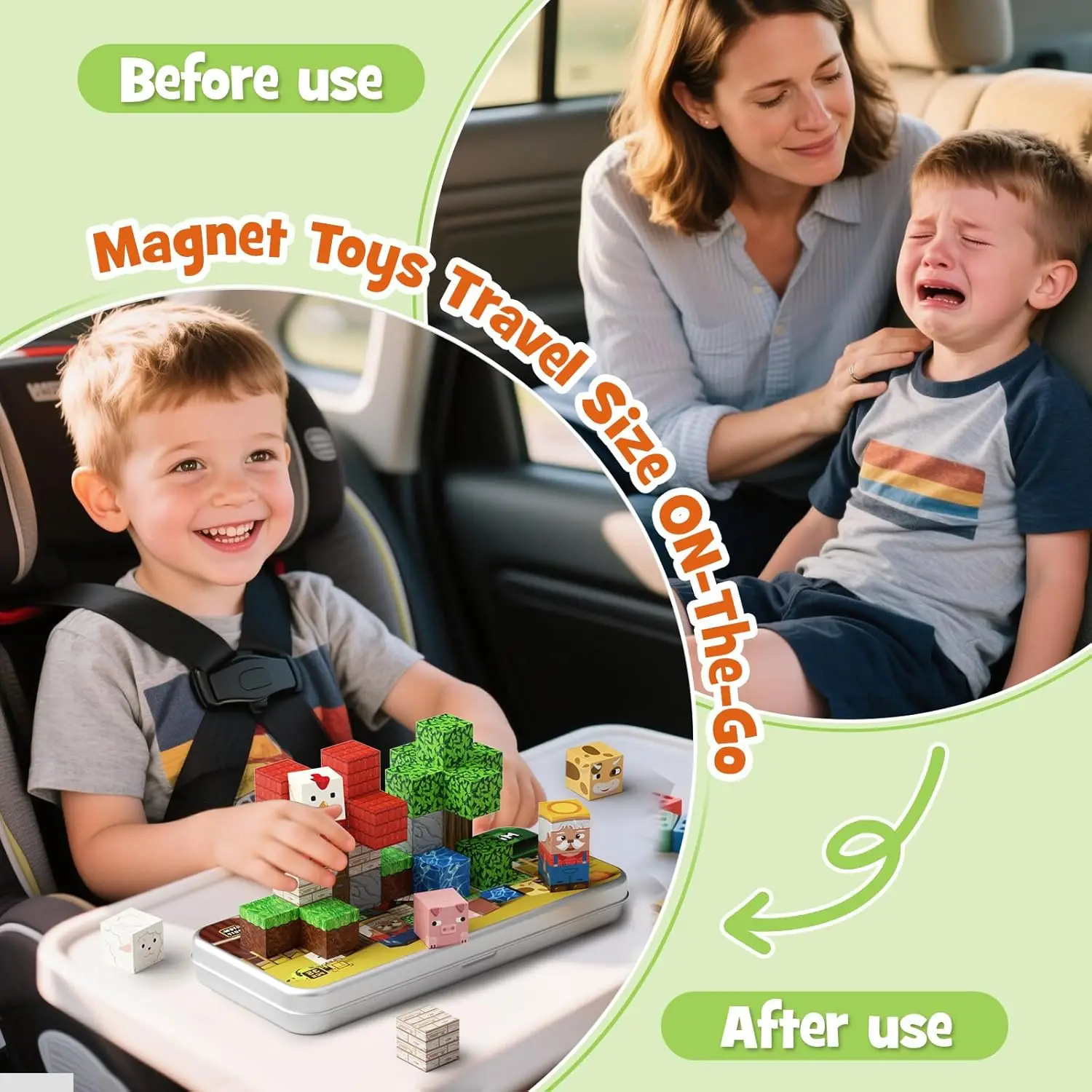 35PCS magnetische tegels boerderijdieren reisspeelgoed STEM bouwblokjes met metalen doos voor kinderen peuter leren