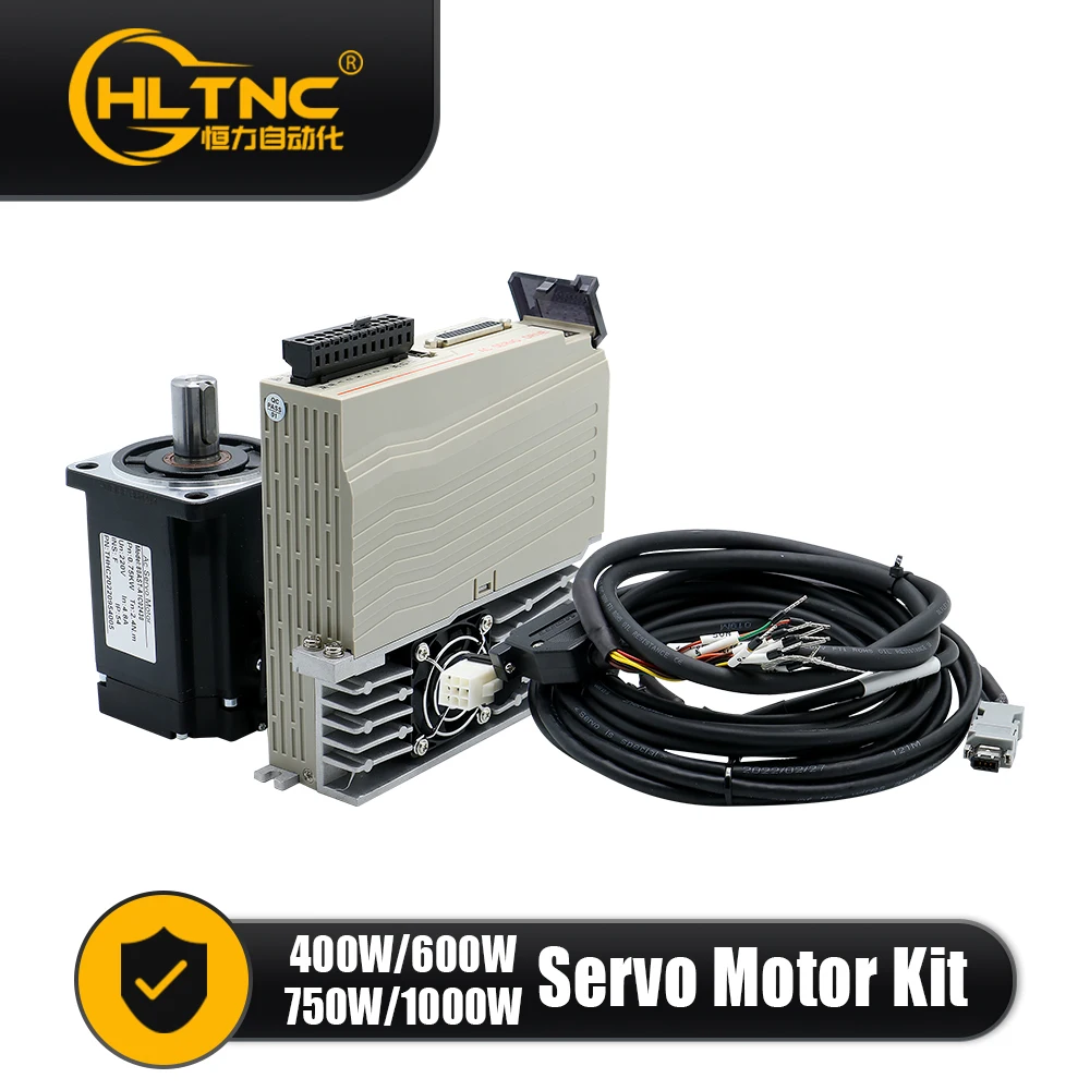HLTNC European warehouse 14mm magnetic encoder T3DL 3000RPM 220V 1.27NM 400w servo motor driver set with RS485 and brakes