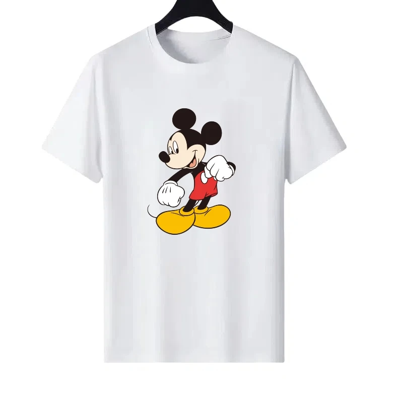 

Disney Mickey Mouse Pattern Woman Print Parent-child Clothing Tops Ladies Cheap Funny Y2k Short Sleeves T-Shirt Men Sweatshirts