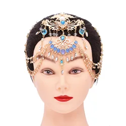 Fairy Long Tassel Veil Hair Ornaments Forehead Chain Face Curtain Retro Luxury Purple Crystal Elegant Headdress Hair Accessories