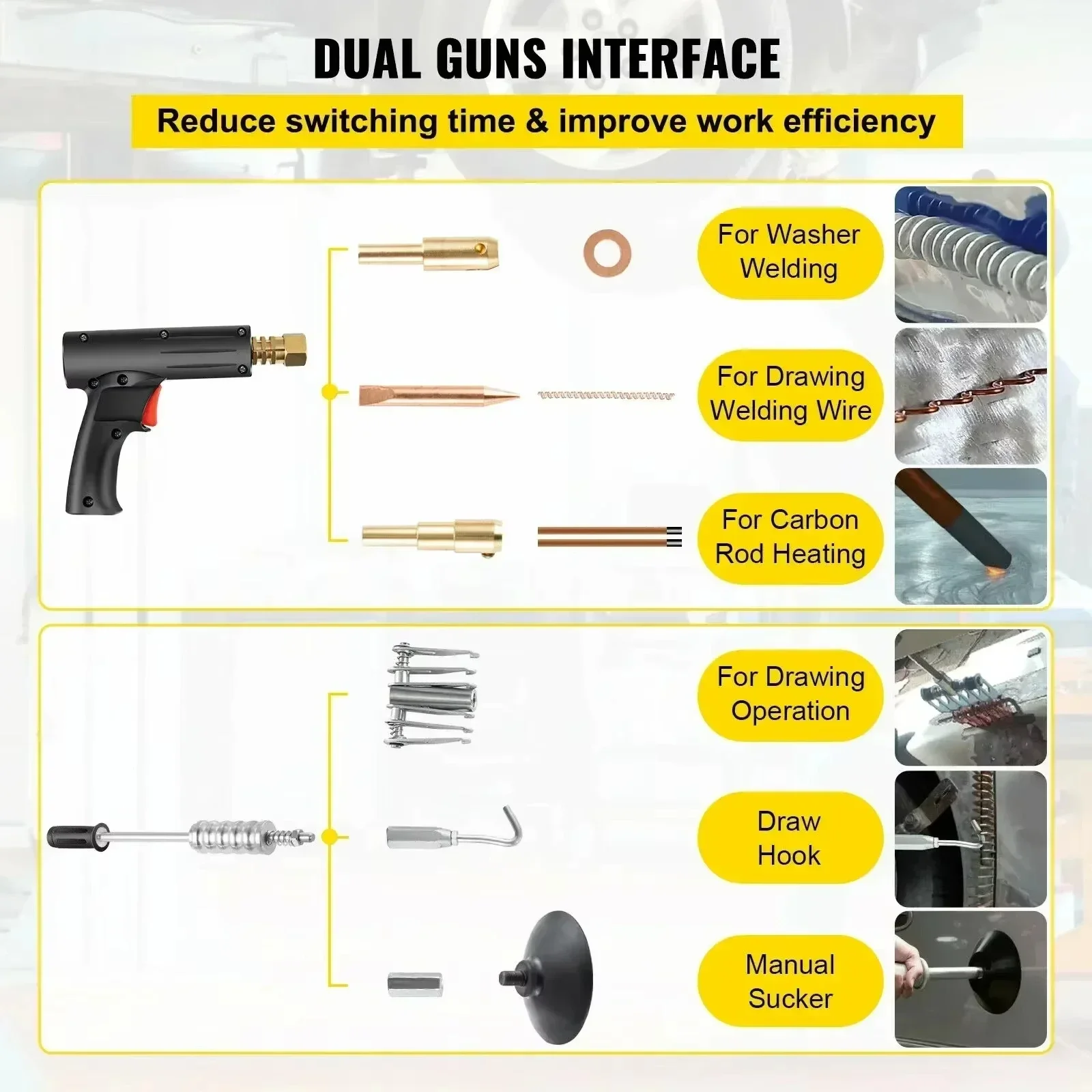 Mesin Perbaikan Penyok VEVOR Spot Dent Puller, Penarik Penyok Panel Kendaraan, Spot Puller Dent Spotter 3500A, Mesin Las Titik, Perbaikan Welder