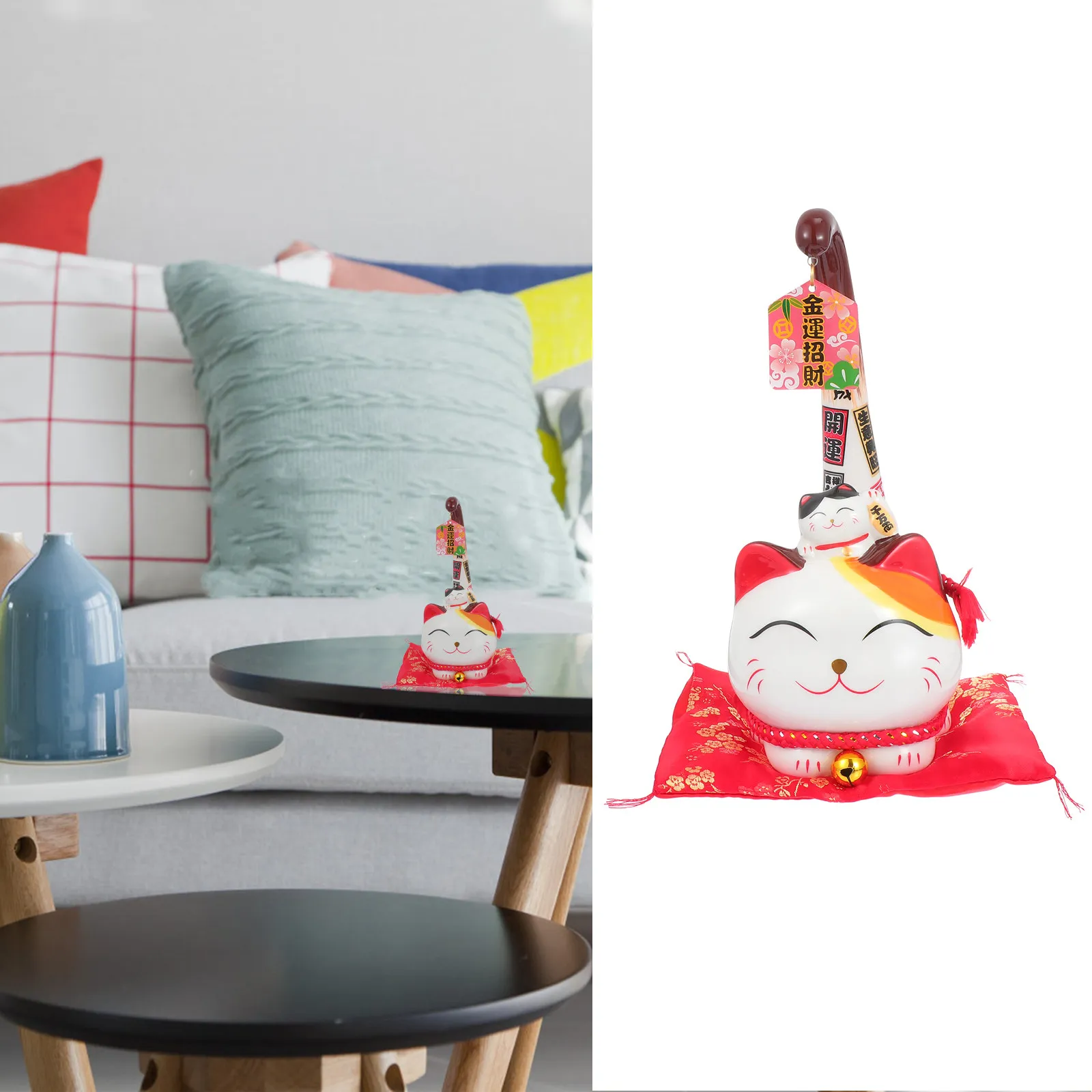 

1 шт. Керамическая фигурка кошки в мультяшном стиле, украшение для рабочего стола, декор для дома, украшение для кассового прилавка магазина, декоративный элемент