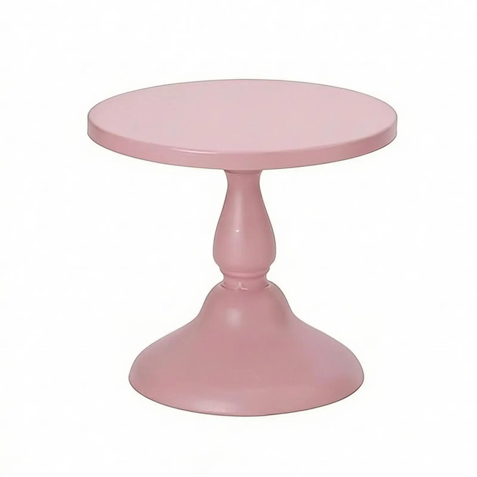 Metal Cake Display Stand Pink Solid Finish Round Top Dessert Table Riser for Cupcakes Pastries Fruit Home Entertaining