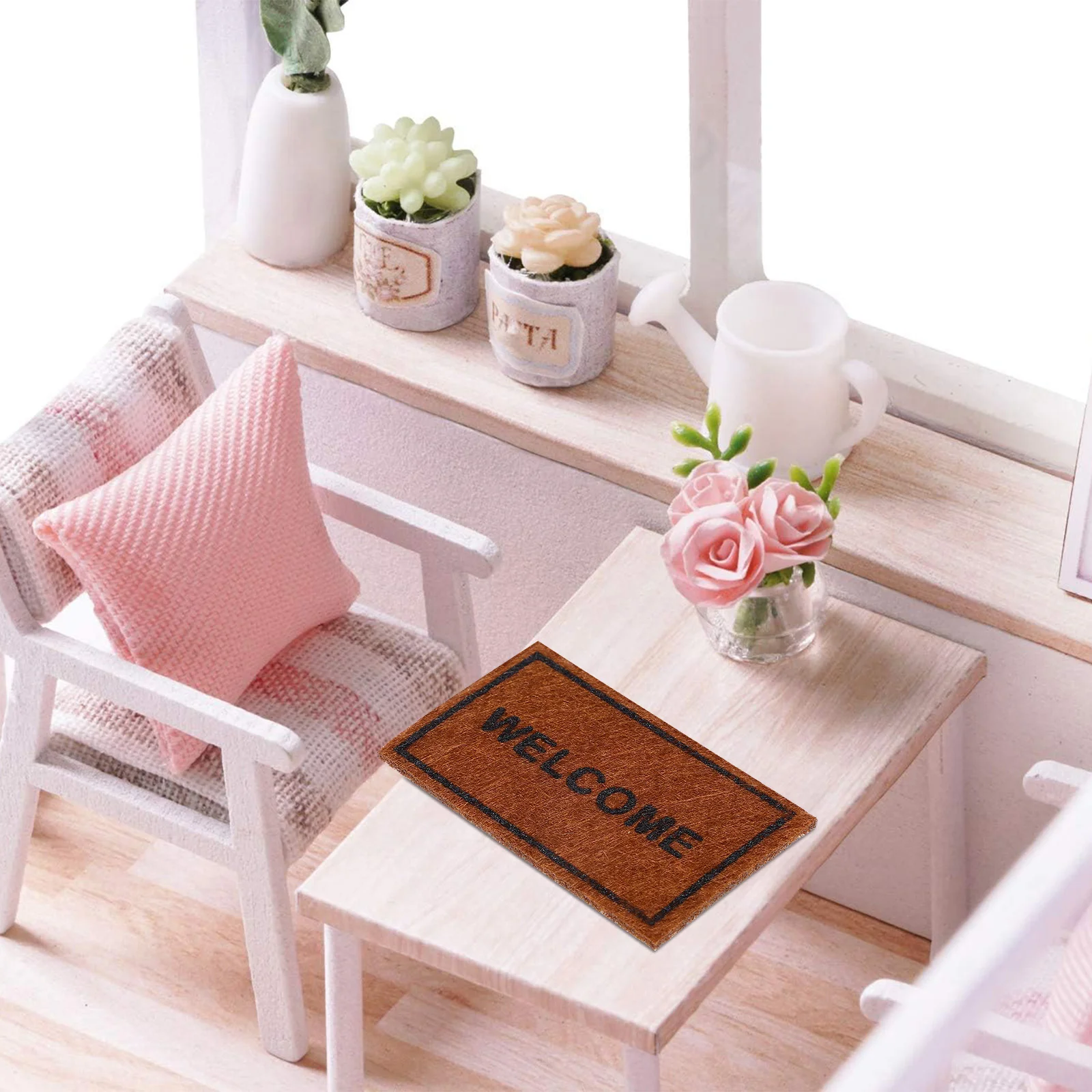 3 Pcs Model Scene Accessories Wedding Miniature Dollhouse Floor Carpets Welcome Mat Mats and Rugs Door Pad Toy Room