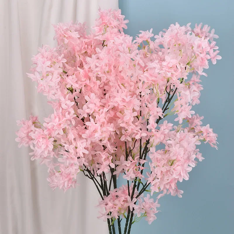 100cm Artificial Flower Lilac Flower Cross Cherry Blossom Silk Flower Wedding Fake Flowers Home Decoration