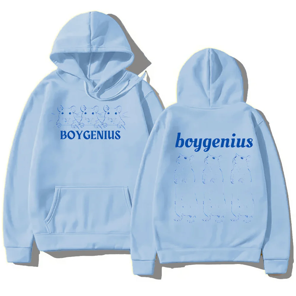 

Boygenius Trio Mouse Hoodie Independent Rock Band Music Sweatshirts Cartoon Print Unisex High Street Hoody Hooded Oversized Tops