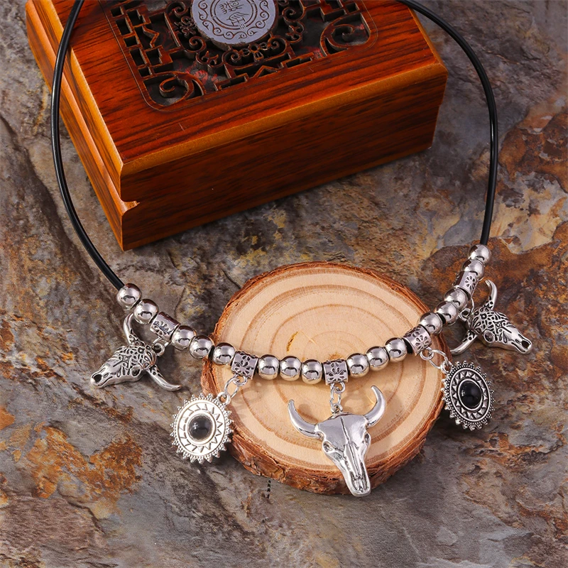 Böhmische Legierung Bull Kopf Anhänger Halskette für Frauen Mädchen Party Festival Schmuck Geschenke – Detail 6