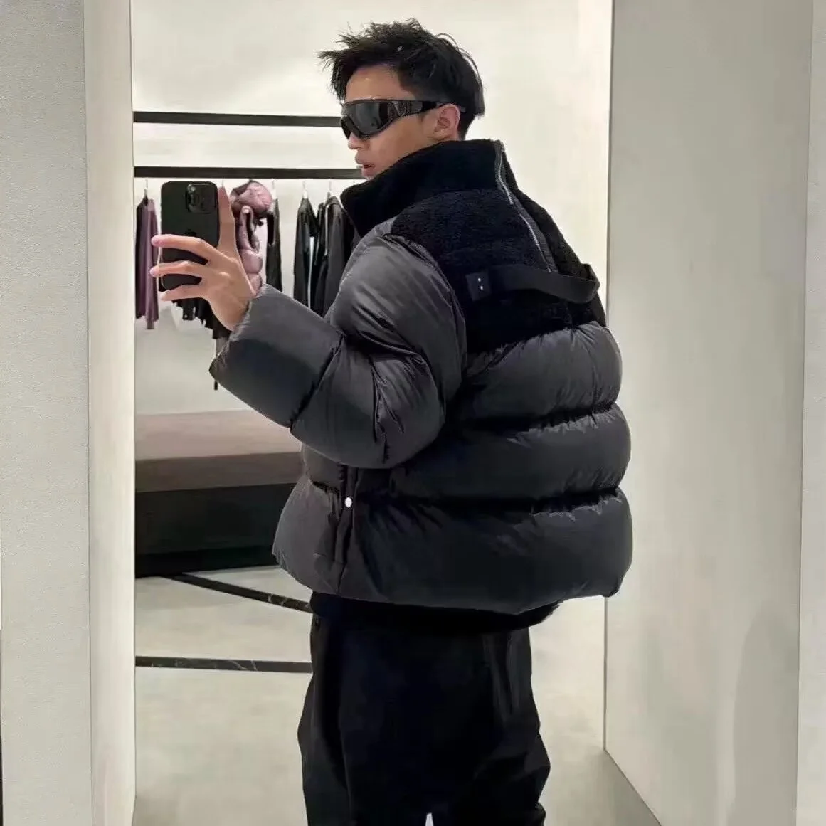 

Vuu RO Sle Lamb Бархатный нейлоновый воротник-стойка с широким воротником-стойкой Пара пуховых курт Верхняя одежда Повседневная одежда