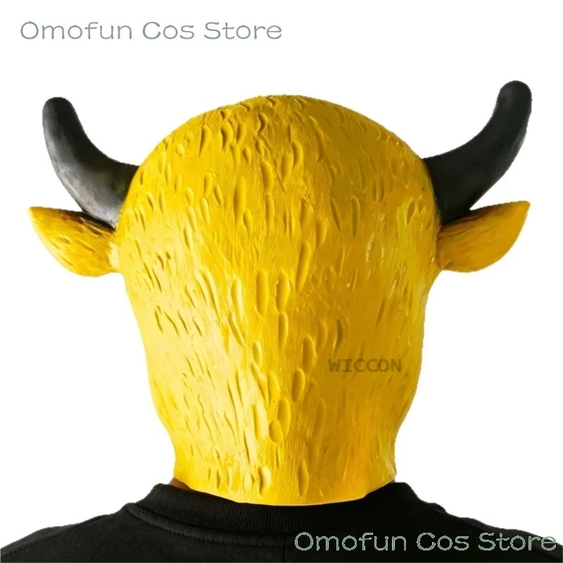 New Arrival The Ox Comes Halloween Latex Yellow Bull Head Mask Movie‑Themed Funny Novelty Nilai Head Mask for Party Cosplay view 6