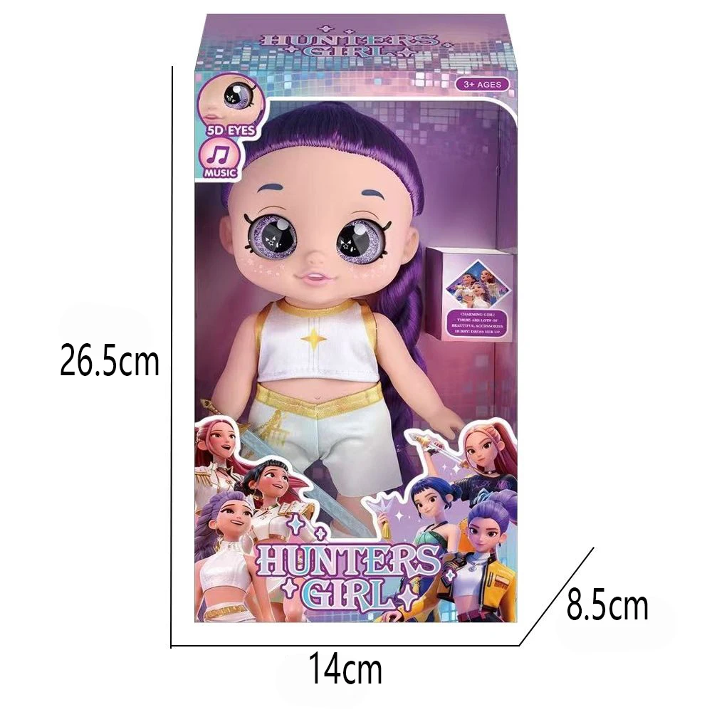 

New Anime Demon Hunter Rumi Human Shaped Doll 5D Eyes Fat Boy Witch Hunting Team with Music Vinyl Doll Children's Birthday Gift