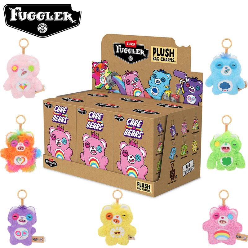 Porte-clés Fuggler Care Bear, jouets amusants, monstres moches, porte-clés ours arc-en-ciel, breloque de sac, poupée douce et moelleuse, pendentif de sac à dos, cadeau de dessin animé