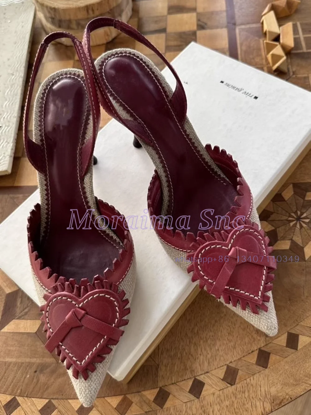 Vintage Heart Fringe Pointed Toe Sandals Slingback Stiletto High Heel Slip On Sexy Fashion Mixed Colors Women\'s Dress Shoes 2024