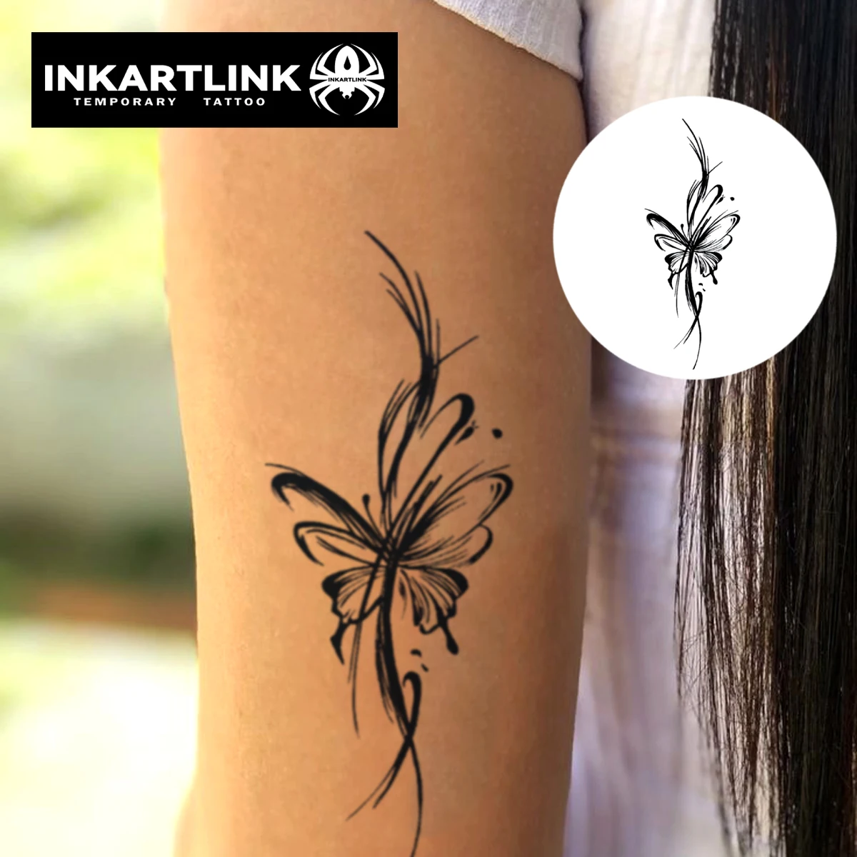 Butterfly temporary tattoo stickers, magic tattoos, herbal juice tattoos, lasting 1-2 weeks, realistic fake tattoo