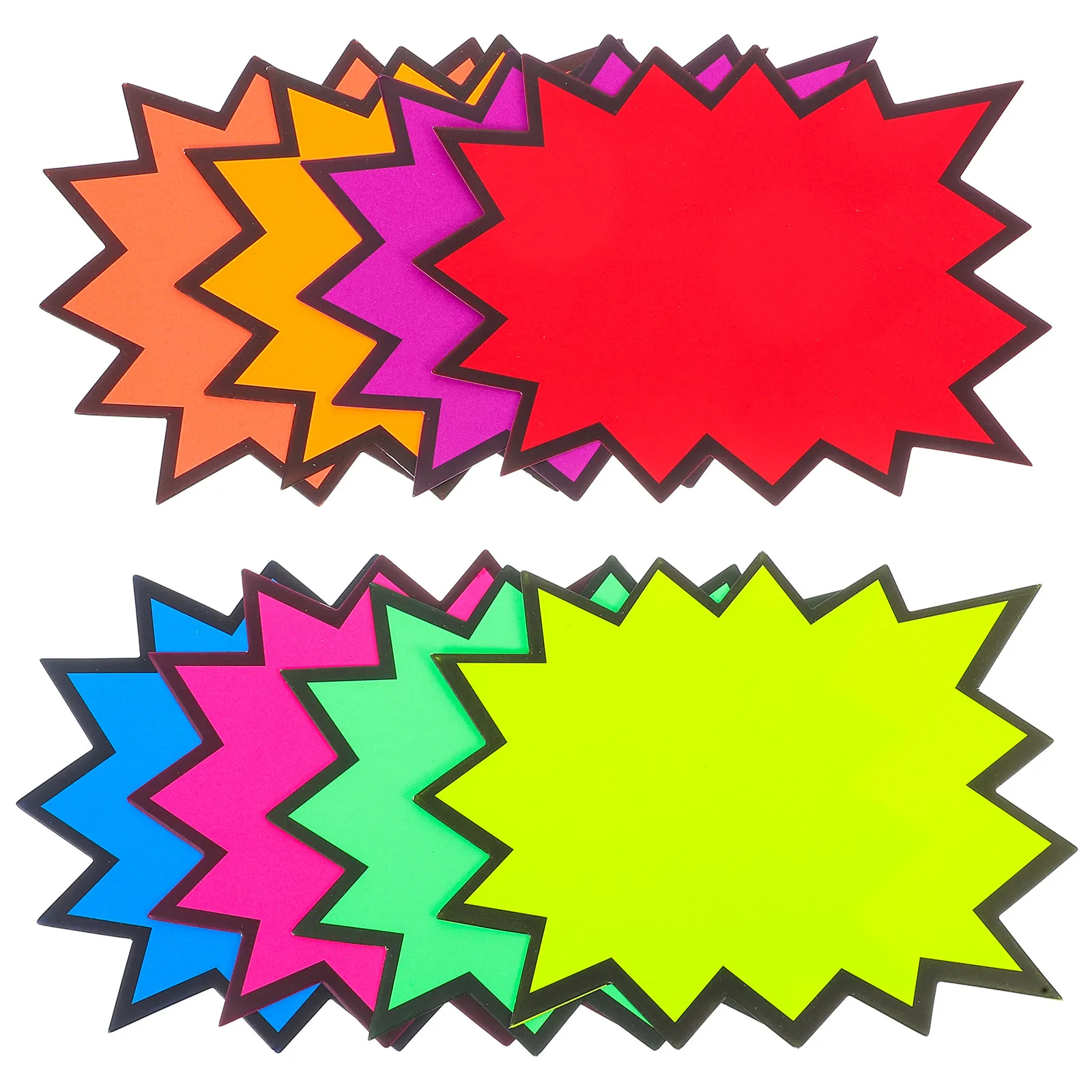 

80Pcs Vibrant 8-Color Fluorescent Burst Price Tags Blank Paper Labels for Retail Store Sale Display Supermarket Garage Yard Sign