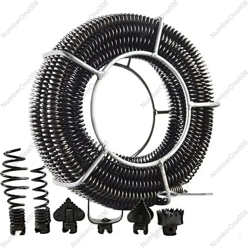 

14M Length Household Drain Pipe Dredger Extension Spring Set Sewer Dredger Compression Spring with Connector for 10-100MM Pipe F