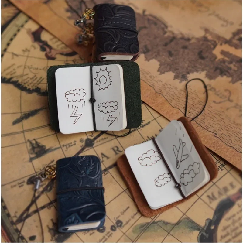 Mini Pocket Notebook Phone Chain Creative Leather Handbook Pendant Jewelry Unisex