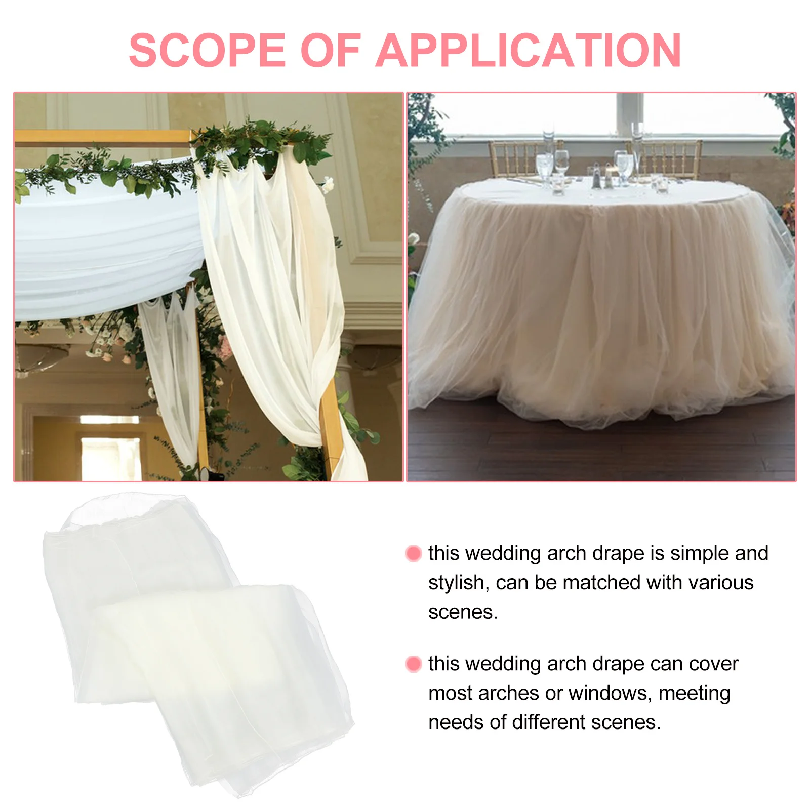 

Wedding Arch Drapery Polyester Long Soft Breathable Fabric for Outdoor Wedding Ceremony Party Backdrop Decoration