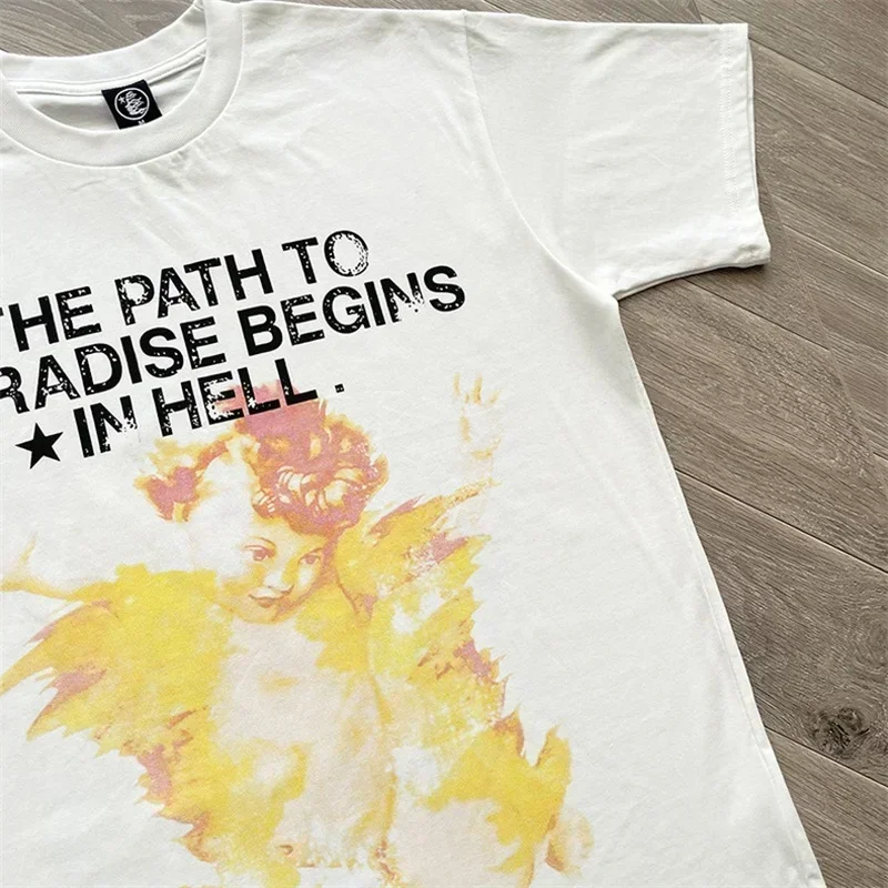 

24ss Hell Star UV Angel Tee Men Women Best Quality Oversized White Pure Cotton T Shirts