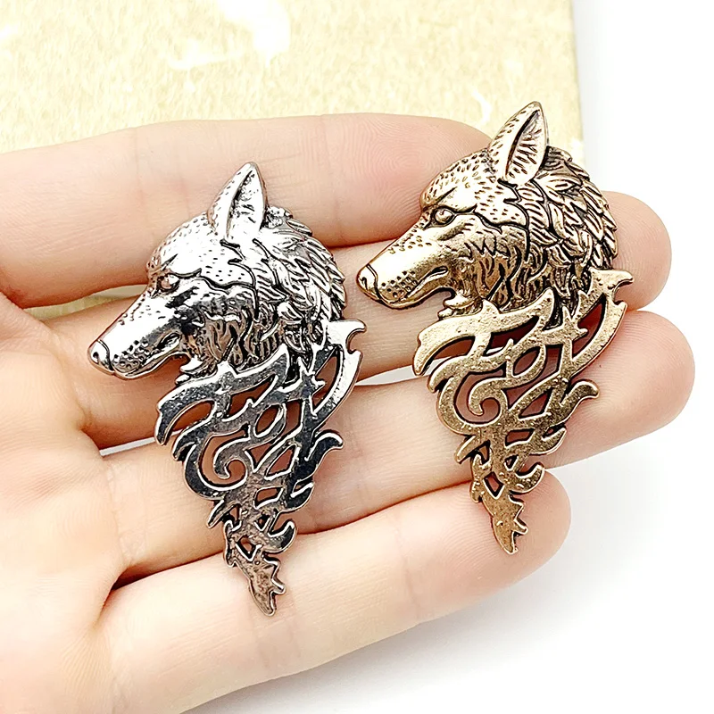 European American Fashion Vintage Wolf Head Brooch Metal Animal Pins For Men's Suit Coat Jewelry Accessories Collar Pin