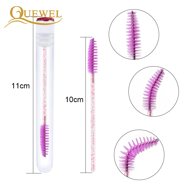 Quewel Crystals Reusable Eyelash Brush 1Pc Separate Tube Design Eyelashes Extension Eyebrow Brushes Applicator Sparkling Tool