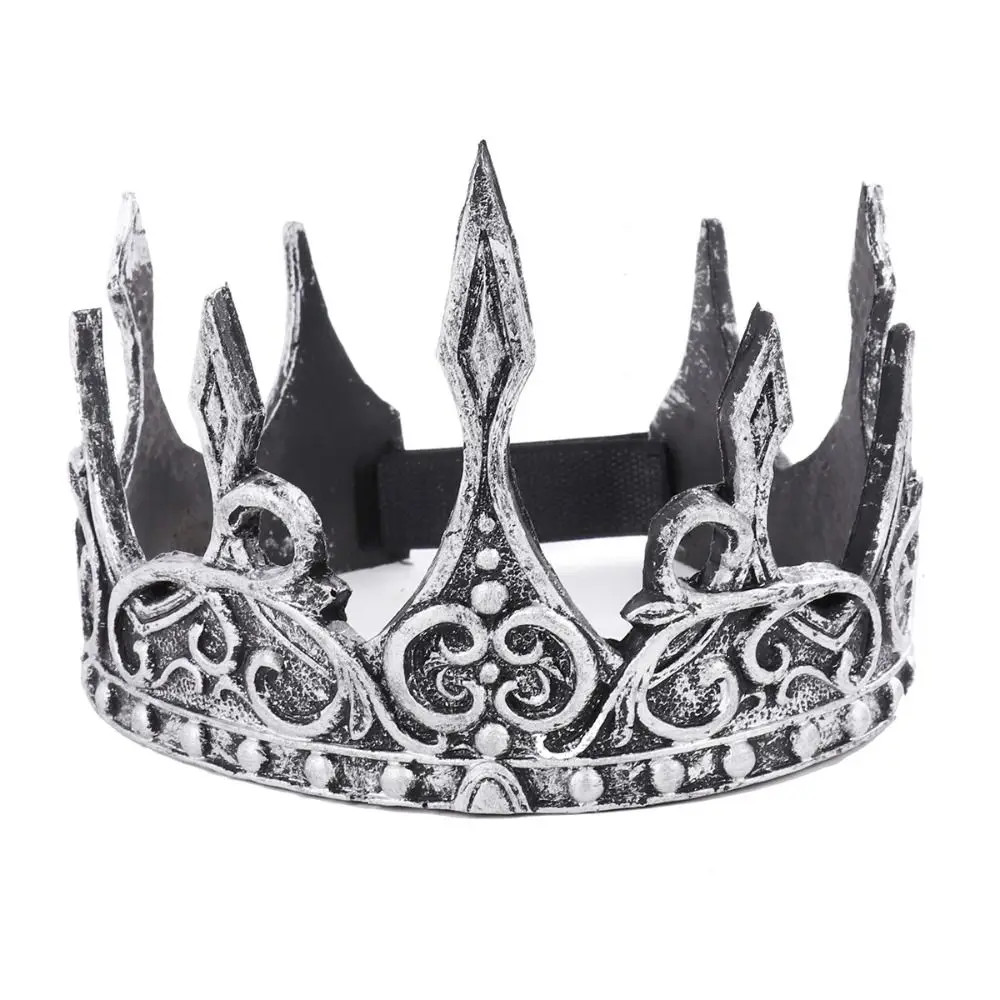 Exquisite King Crown Medieval Style Bar Mitzvah Crown Metal Prince Tiara Headband Hair Hoop Halloween Costume Accessories