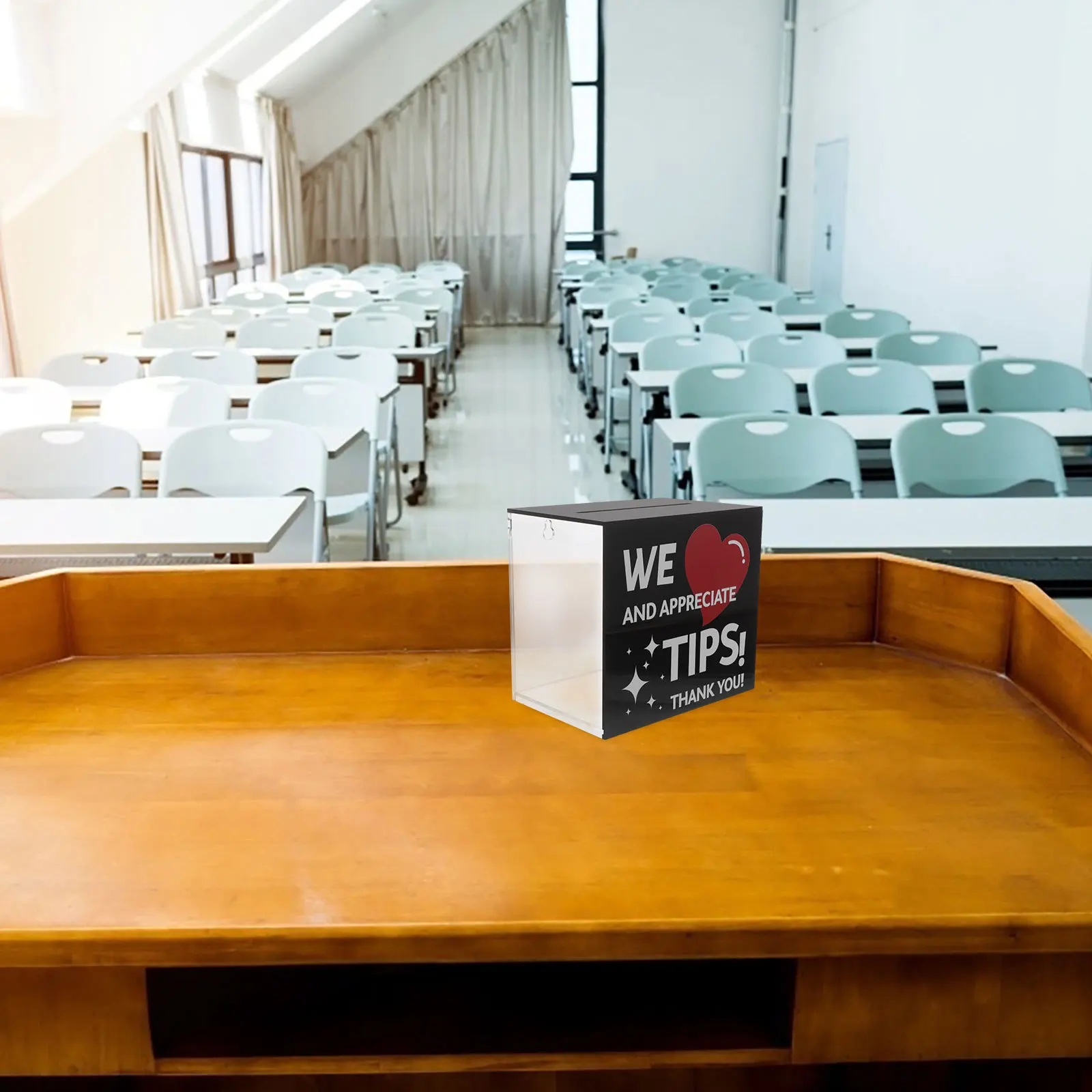 

1pc Acrylic Tip Box 5.97X5.31X3.93In Transparent Money Jar For Donation Voting Suggestion Raffle Fundraising Savings Storage