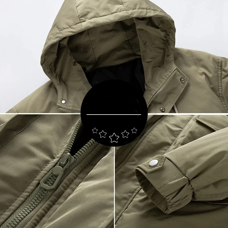 Casaco de algodão retrô japonês masculino com capuz, jaqueta de inverno estilo coreano, corta-vento grosso quente, parkas casual tamanho grande, casaco masculino