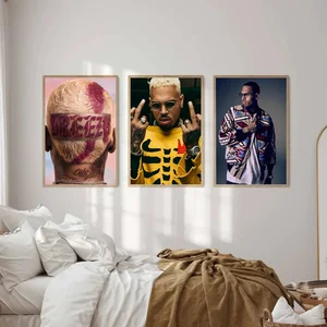 クリスブラウンラッパーブリージーヴィンテージポスタースティッキーヴィンテージルームホームバーカフェ装飾カワイイルームの装飾 10ベストセールスクリスブラウンアート-2