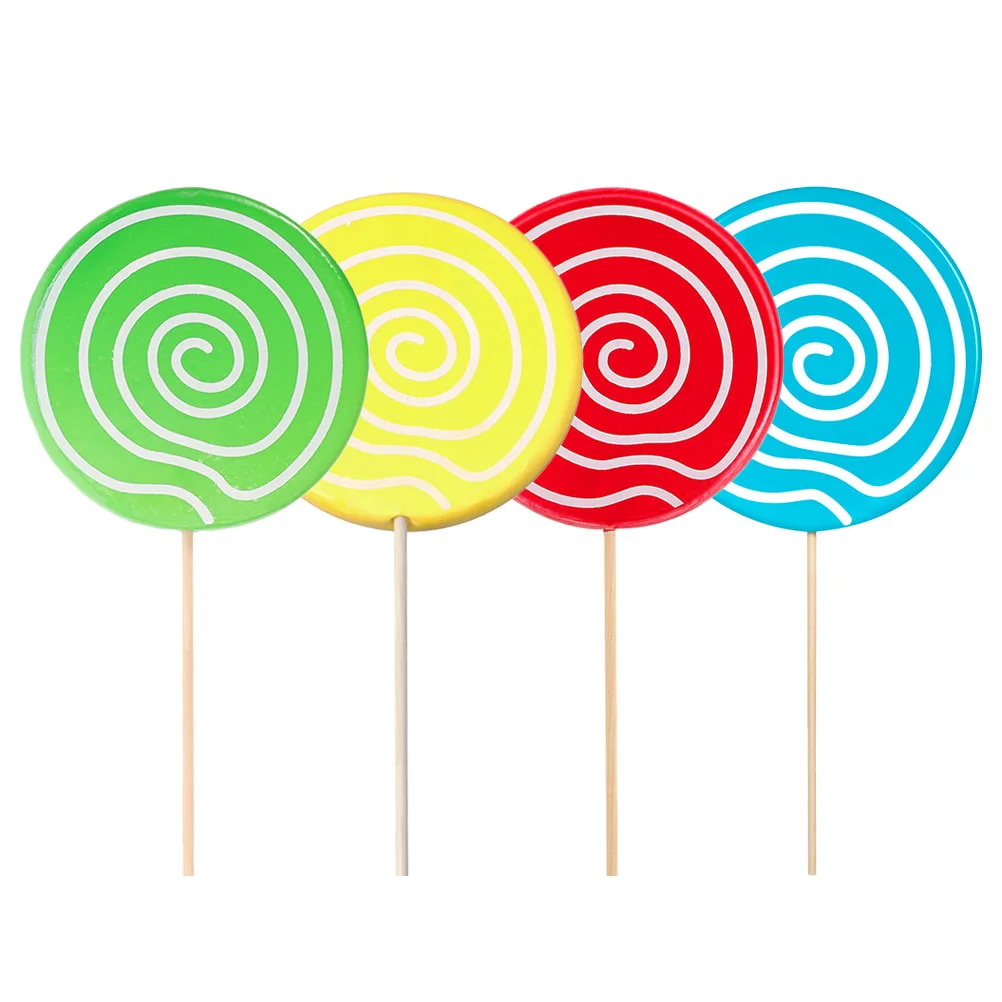 

4 Pcs Accessories Simulation Lollipop Child Pink Candy Giant Wood Xmas Photo Prop