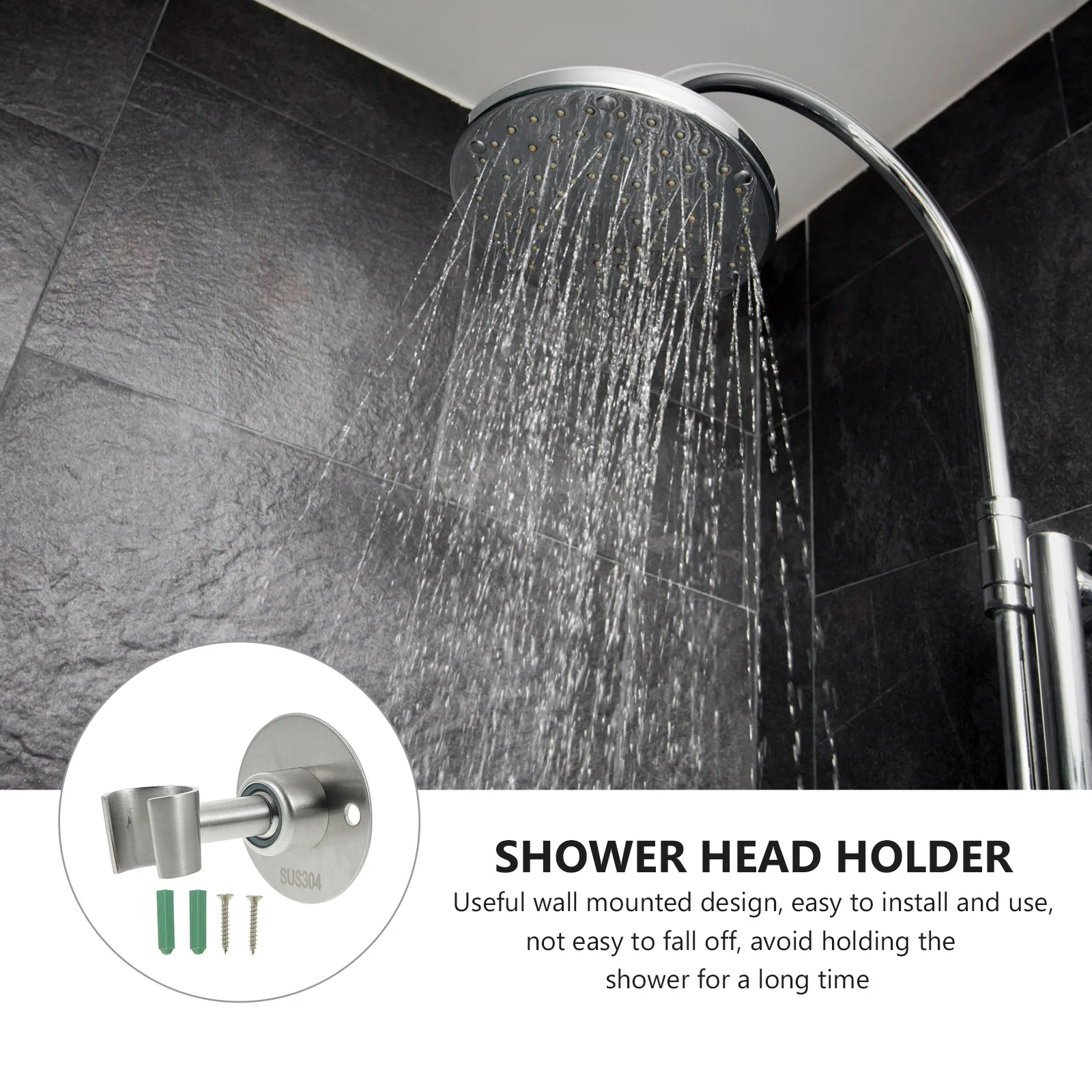 

Stainless Steel Adjustable Shower Head Holder Wall Mount Bracket for Handheld Shower Head Secure Stable Bathroom Fixture