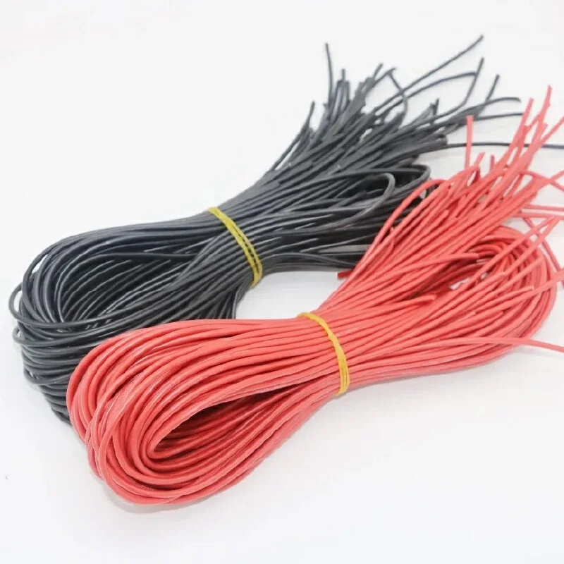 10 Meter/Lot High Quality Wire Silicone 10 12 14 16 18 20 22 24 26 28 30awg 5m Red And 5m Black Color