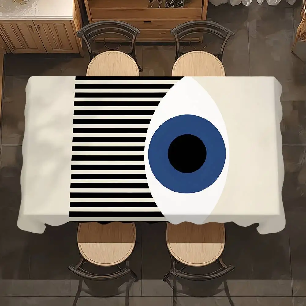 B-Bauhaus Trendy Lines Table Cloth Picnic Terrace Restaurant Holiday Party Washable Stain-Proof Polyester Tablecloth