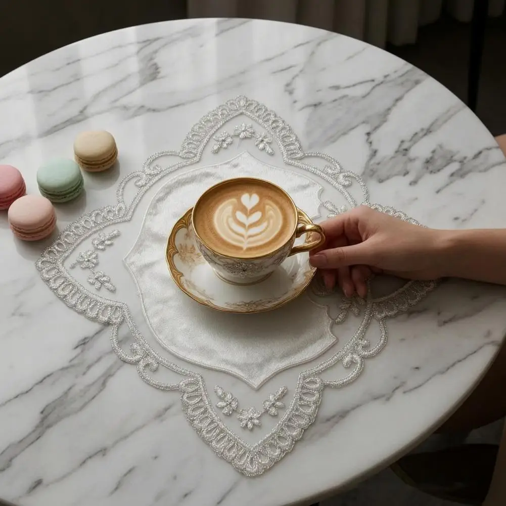 Decorative Placemats for Dining Table Retro Style Table Coasters Retro Square Placemat Set Floral Embroidery Coaster for Wedding