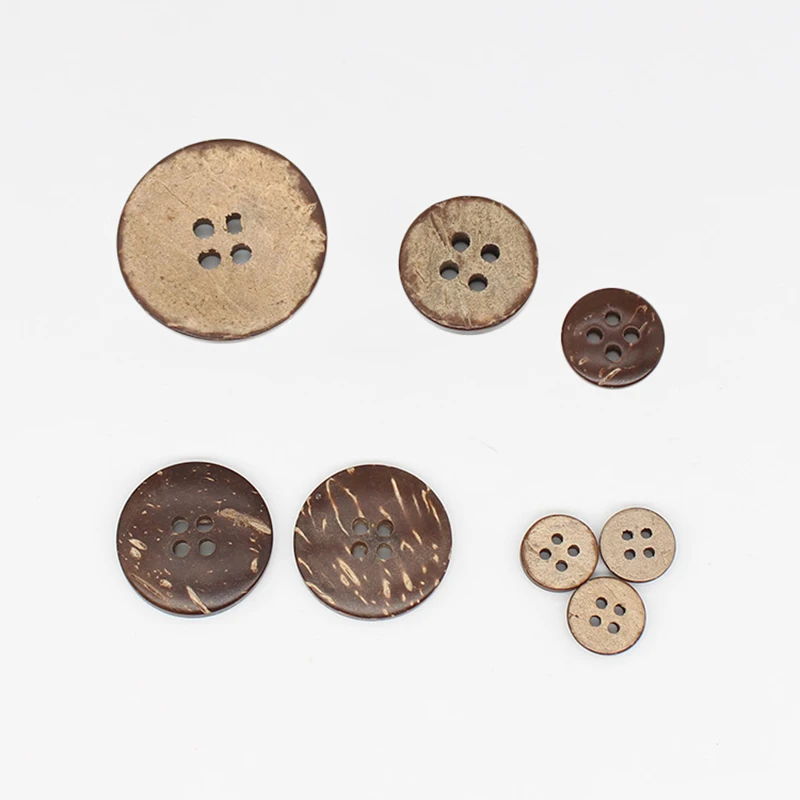 10Pcs/Set Natural Eco-friendly Coconut Wood Buttons 4 Holes for Scrapbook Clothing DIY Crafts Sewing Accessories Wooden Button