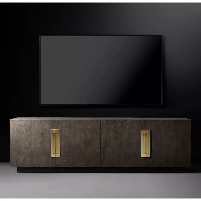 For American Retro Living Room Solid Wood TV Cabinet Simple Modern Light Luxury Oak Wabi Sabi Style TV Table Home Furniture