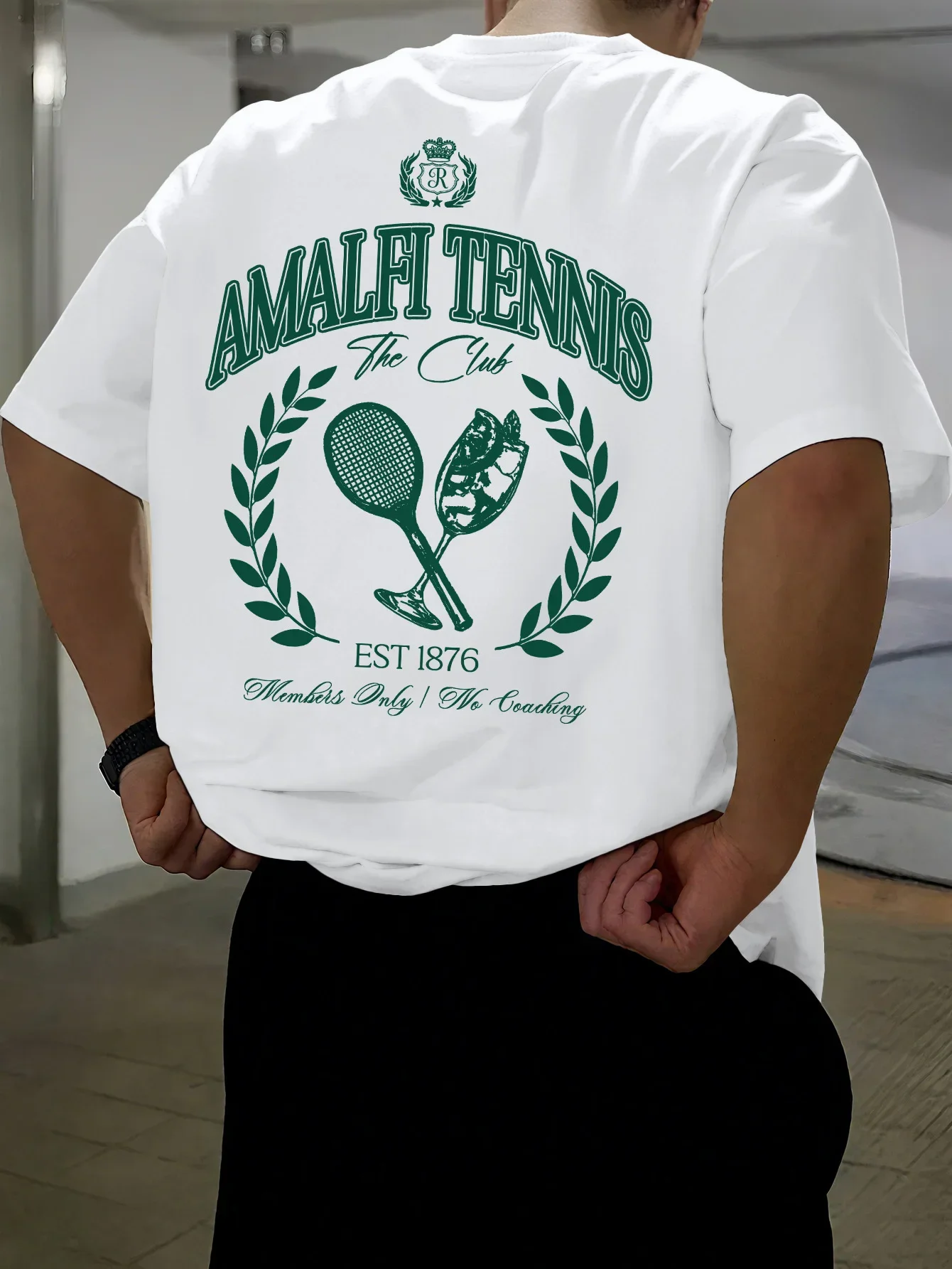 2026 Men's 100% Cotton Amalfi Tennis Club Graphic T-Shirt  Summer Casual Retro Sports Short-Sleeve T-Shirt Breathable Top