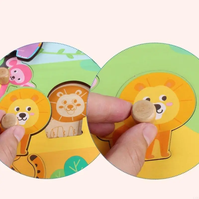 54DF Puzzle Panel Educational Skill Toy For Toddlers Kids With Pegs Symbols Fruits Shapes Sizes