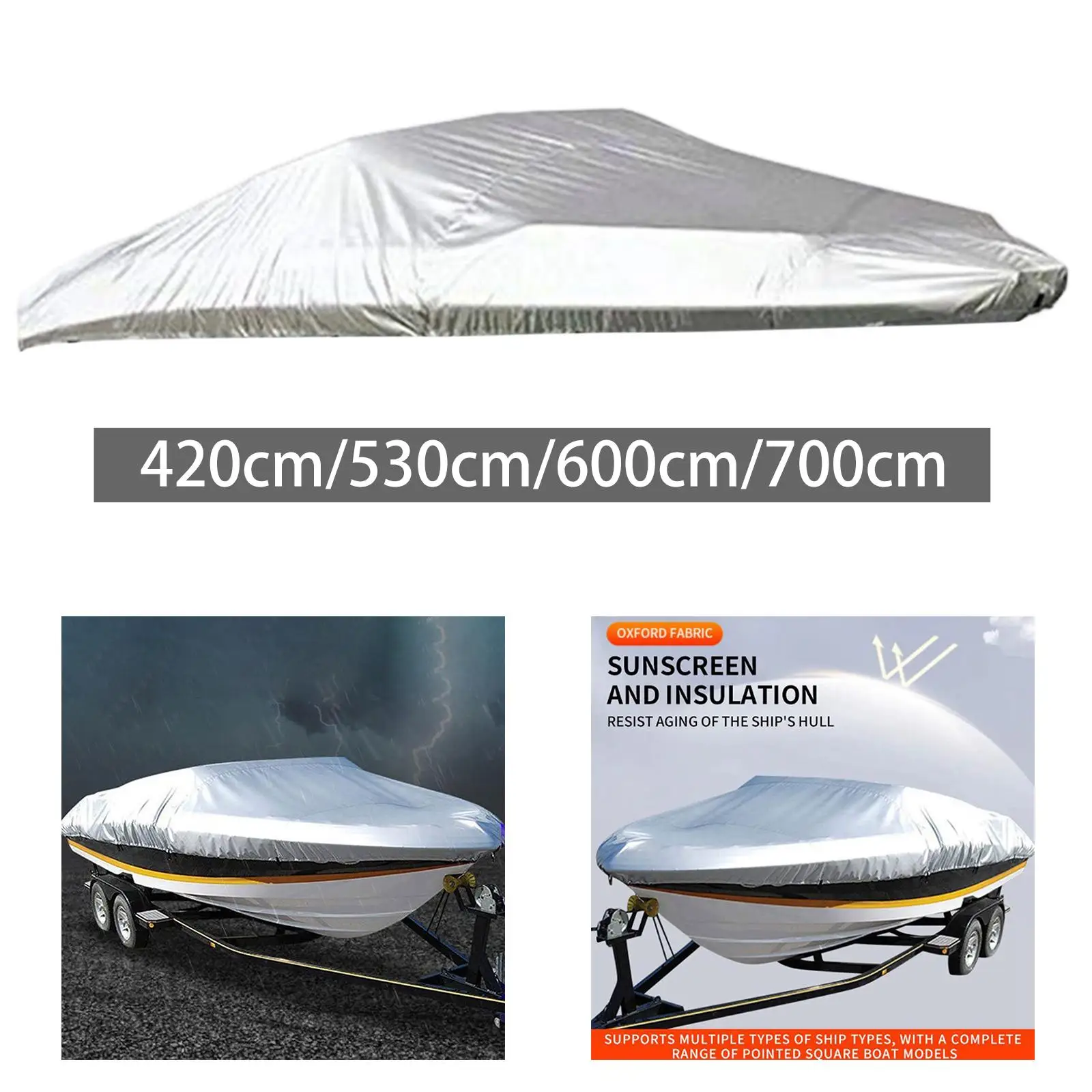 

Boat Cover Waterproof Premium Durable Oxford Cloth Sun Resistant Marine Accessory for Complete Boat Survival Kit