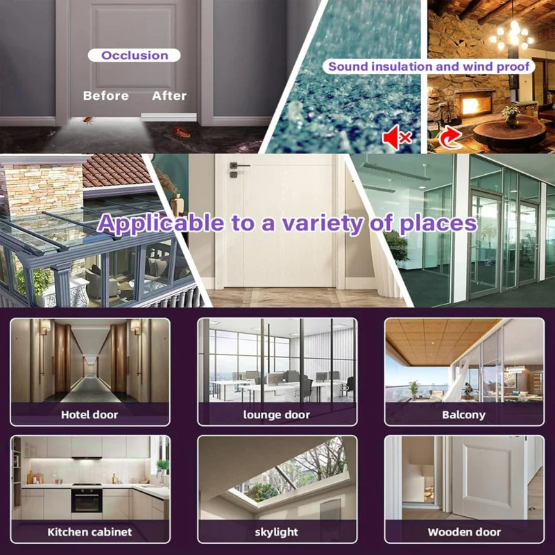 Уплотнительная лента для дверных уплотнений, силиконовая пробка для сквозняков, скользящая лента, стекло для душа