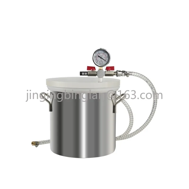 Industrial Vacuum Degassing Barrel Stainless Steel 6L Epoxy Resin Defoaming Tank with Negative Pressure Gauge Transparent Cover